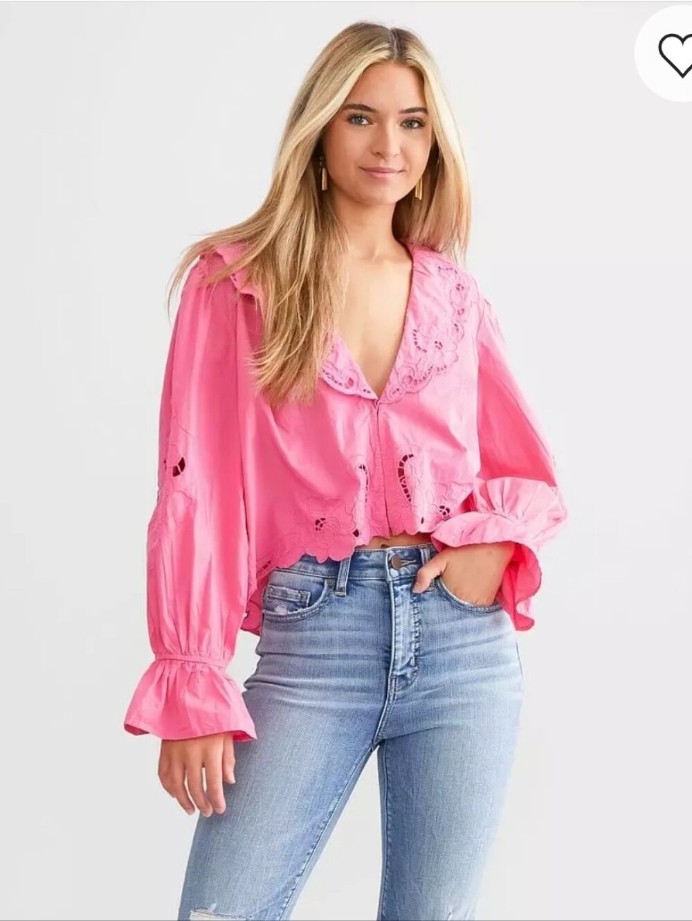 Free People Maisie Cutwork Top Size Small